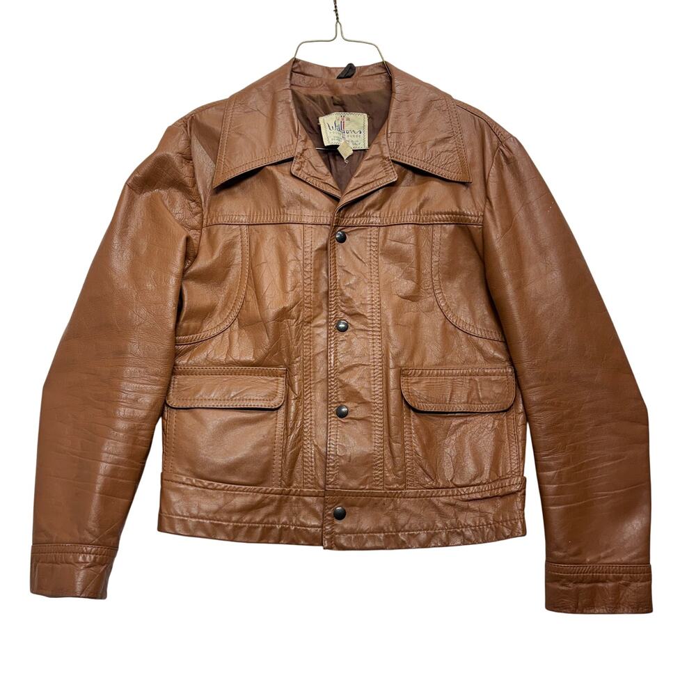 Vintage Wilsons House Of Suede Jacket Mens 38 Brown Leather Snap Button Western